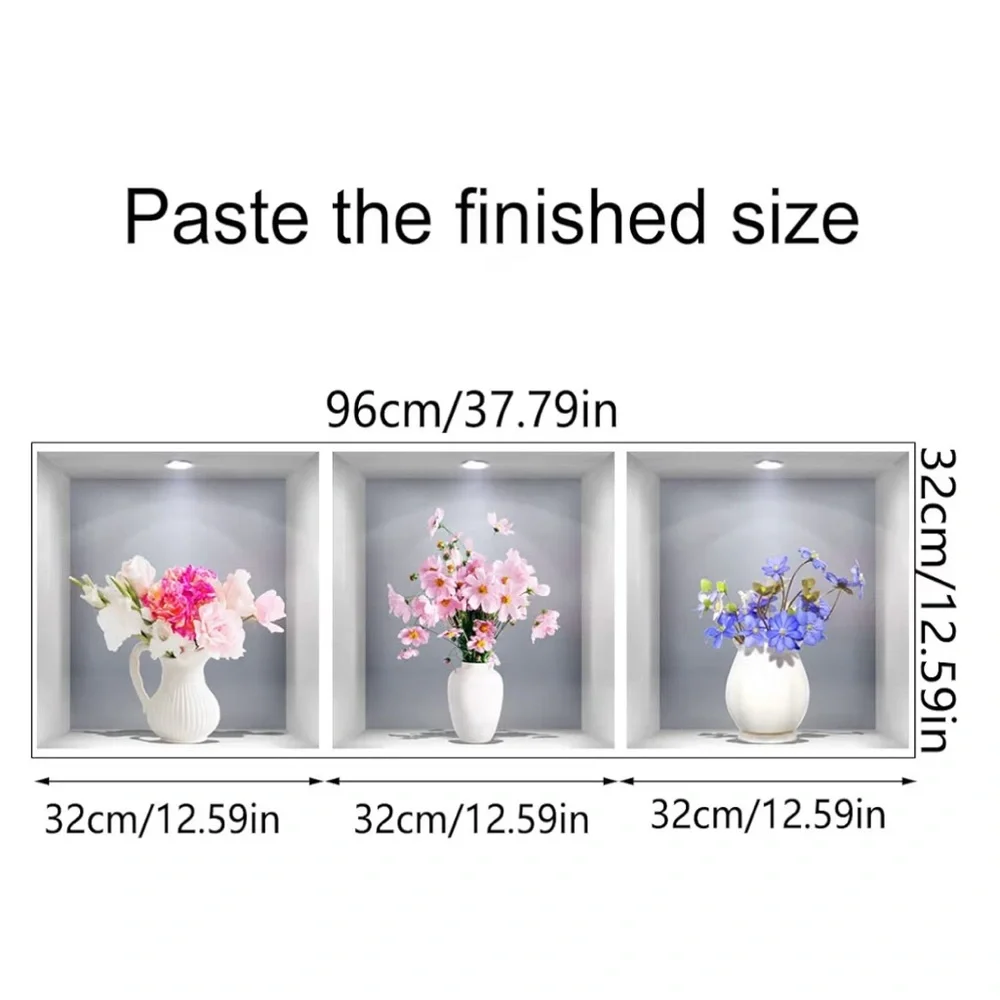 3D wall stickers 12”x12” Plants and flowers in a vase 6 stickers NEW